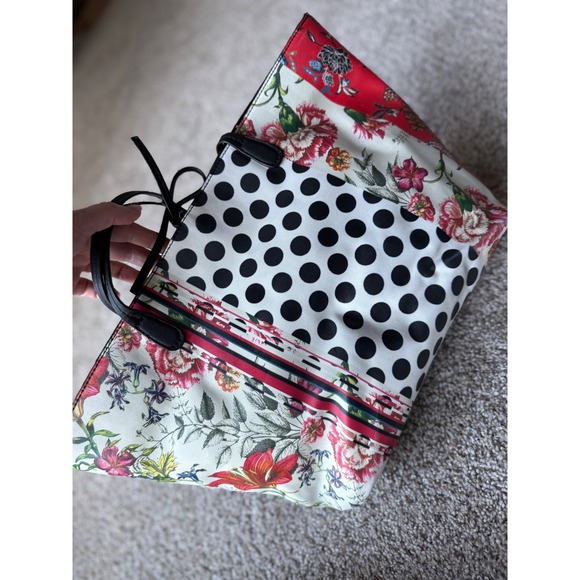 Desigual Floral Tote Bag Polka Dot Accents Large summer bag shoulder bag - Picture 2 of 13